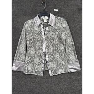 VTG Neiman Marcus Exclusive Gray Lace Voile Jacket Bridal Womens 6 Long Sleeve